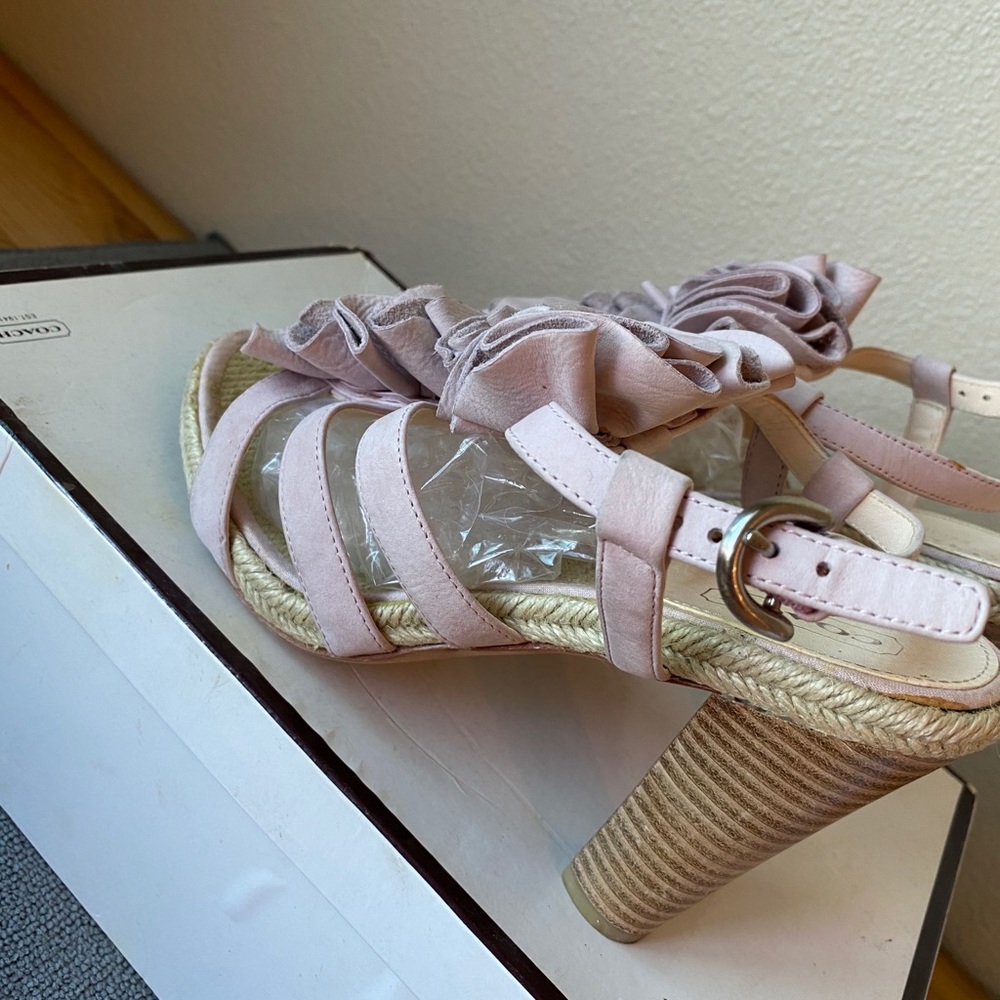 Coach Leather frilly Sandal Espadrille heels